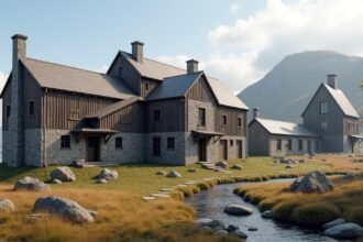 Sakkerhusene bányászépületek Kongsbergben Norvégiában