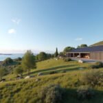 Trondenes Történeti Központ panorámája Harstadban, Norvégiában.