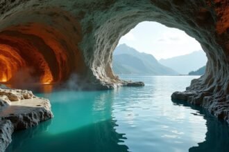 Grottebadet barlangfürdő képe Harstadban, Norvégiában