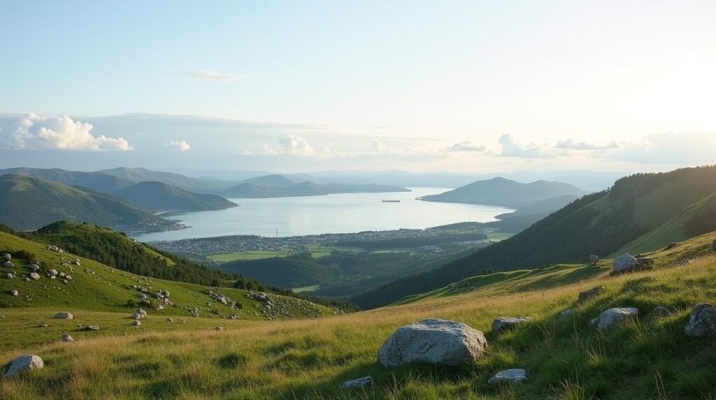 Panoráma Harstad környékén, csodás fjordokkal és hegyekkel