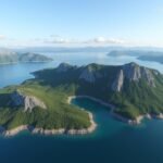 Hinnøya sziget légi felvétel, Norvégia gyönyörű természete