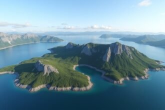 Hinnøya sziget légi felvétel, Norvégia gyönyörű természete
