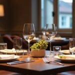 Elegáns étterem Harstadban, gourmet étkezéshez berendezve.