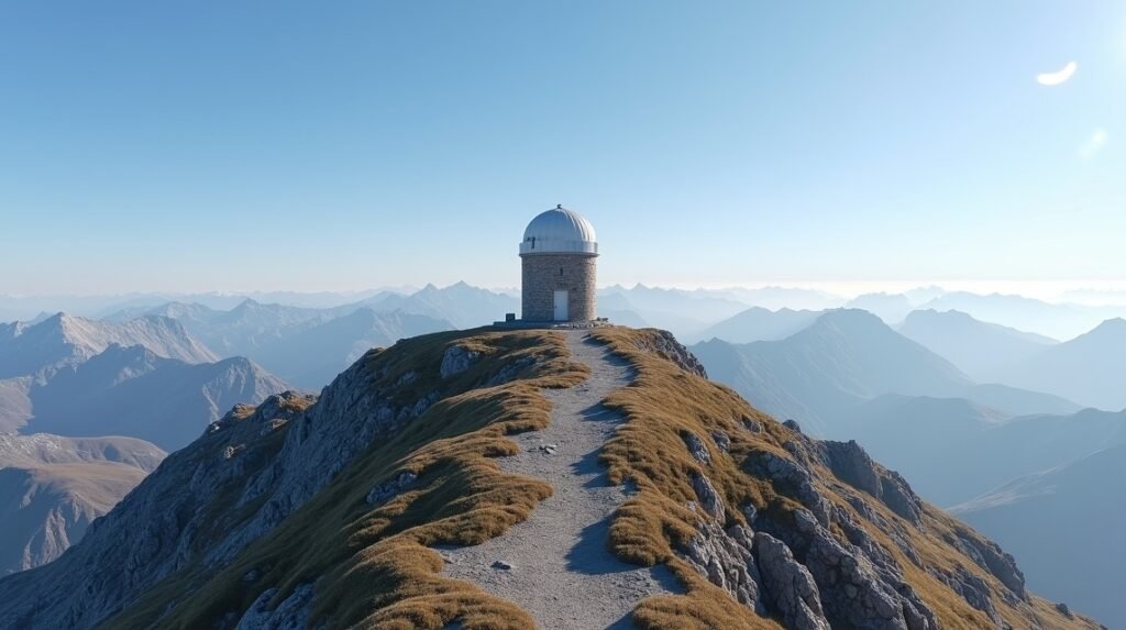 A Haldde csúcs obszervatóriuma gyönyörű tájban Norvégiában.