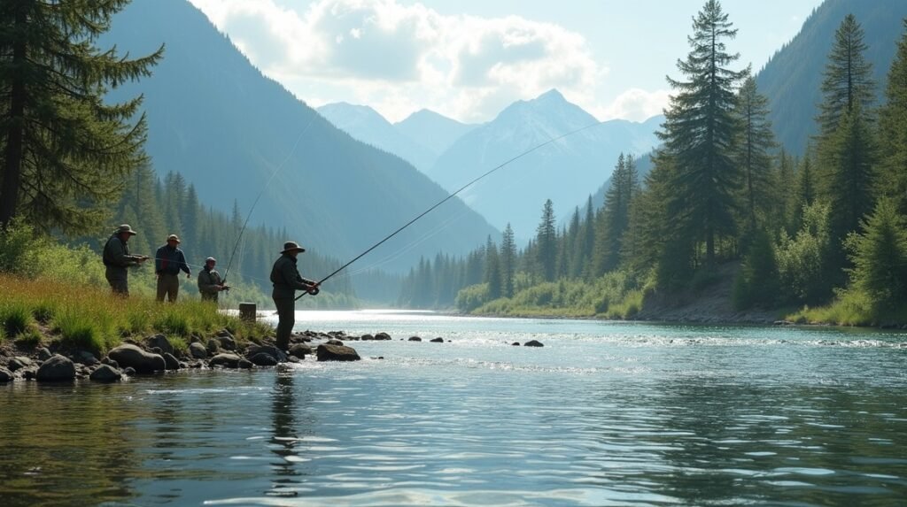 Pescuit în natura spectaculoasă a râului Alta, Norvegia