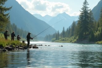 Pescuit în natura spectaculoasă a râului Alta, Norvegia
