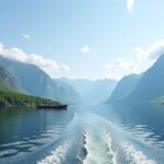 Fjordok és hegyek a Seiland Nemzeti Park közelében, Norvégiában.