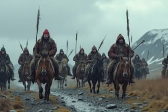 Sámi harcosok lovakon, Kautokeino lázadásának jelenete