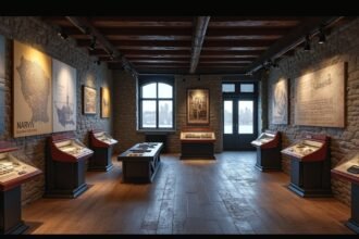 Narvik Háborús Múzeum kiállítóterme, történelmi relikviák