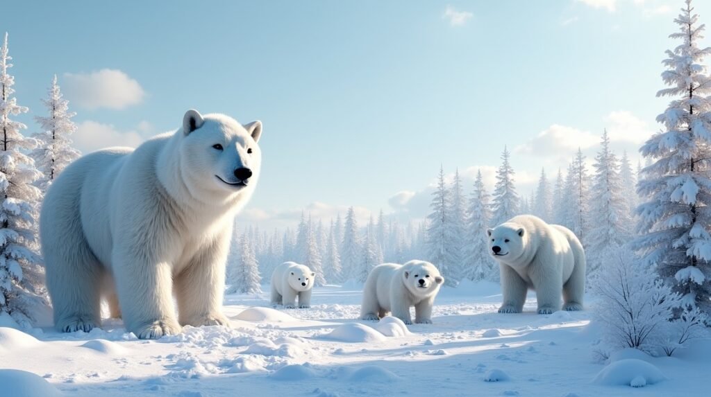 Farkasok és barnamedvék a Polar Parkban Narvik közelében, Norvégiában.