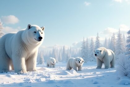 Farkasok és barnamedvék a Polar Parkban Narvik közelében, Norvégiában.