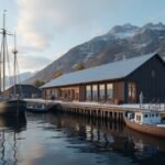 A Sandefjord Bálnavadászati Múzeum kikötője és hajói.