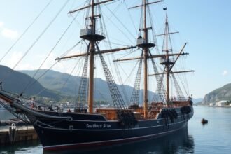 A Southern Actor bálnavadász hajó a Sandefjord kikötőjében.