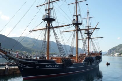 A Southern Actor bálnavadász hajó a Sandefjord kikötőjében.