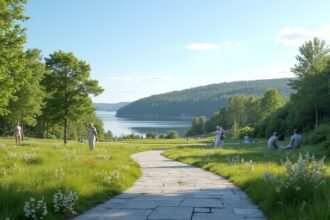 Midtåsen szoborpark festői kilátása Sandefjordban, Norvégia