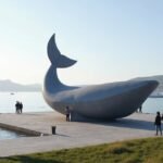 A Bálnavadász emlékmű a sandefjordi kikötőben, Norvégiában.