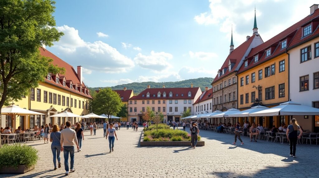 Hvidts Plass Sandefjord - hangulatos kikötői tér teraszokkal