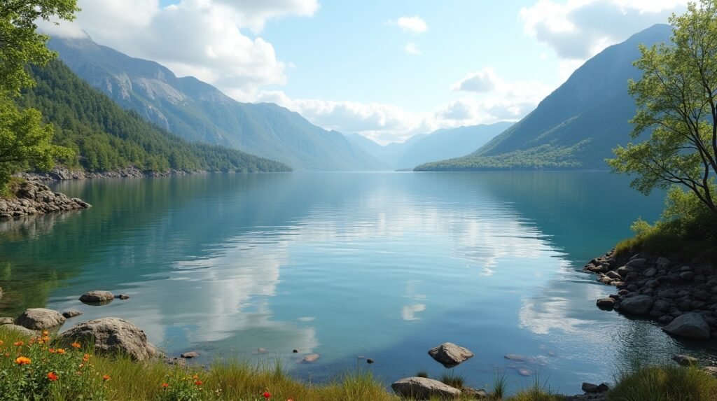 Goksjø tó festői tája Sandefjordban, Norvégiában.