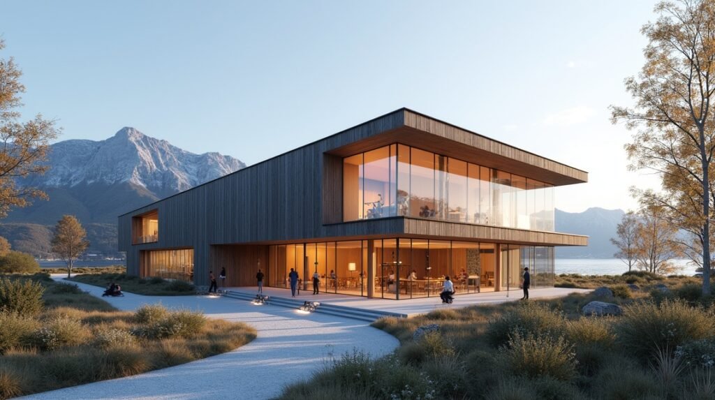 A Hjertnes Kulturális Ház modern épülete Sandefjordban.