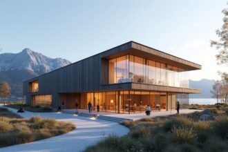 A Hjertnes Kulturális Ház modern épülete Sandefjordban.