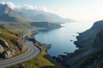 Az Atlanti út gyönyörű panorámája Kristiansund közelében, Norvégiában.
