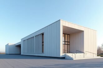 A modern Kirkelandet templom épülete Kristiansundban, Norvégiában.