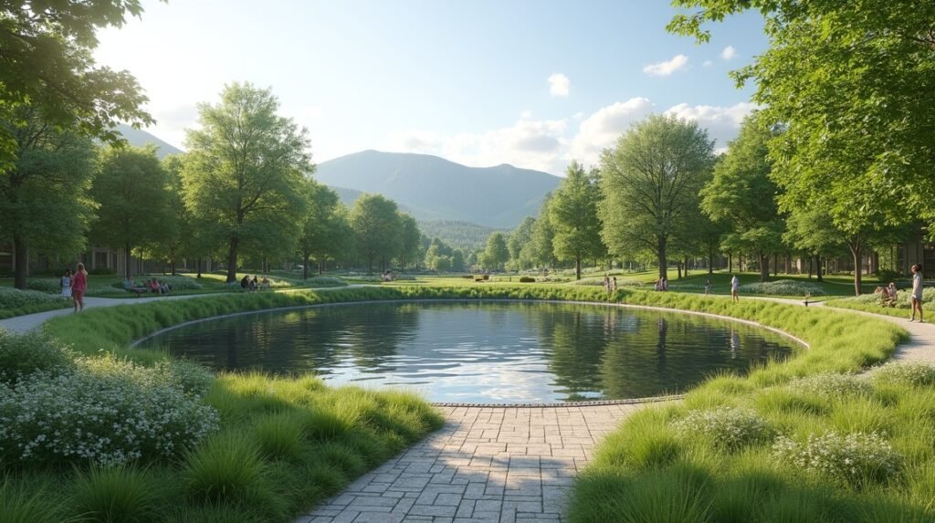 Kristiansund Vanndamman park tóparti séták és zöld kertek