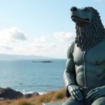 A Klippfiskkjerringa szobor a Kristiansund partján, Norvégiában.