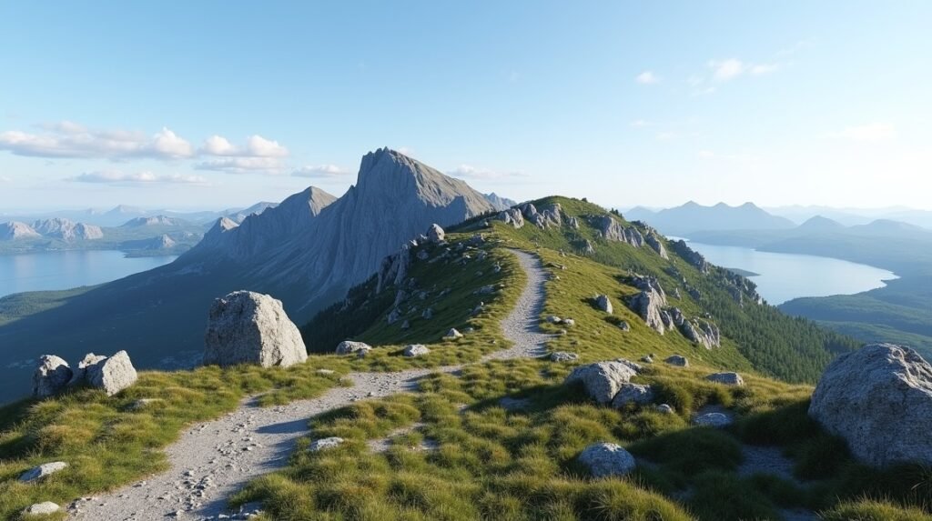 A Freikollen csúcs gyönyörű kilátása Norvégia fjordjaira.