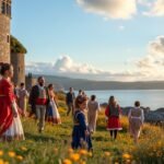 Kép a Kristiansund operafesztivál résztvevőiről a fjord mellett.