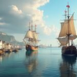 Kristiansund kikötője tengerészeti hajókkal és történelmi épületekkel.