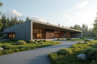 A Norvég Erdészeti Múzeum modern épülete Elverumban.