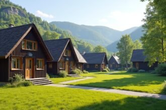 Glomdalsmuseet szabadtéri múzeum Elverumban - hagyományos faházak.