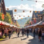 Elverumi Napok vásár: látogatók a kézműves sátrak között.