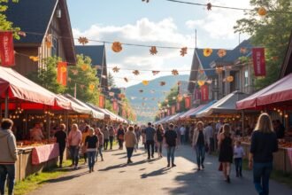 Elverumi Napok vásár: látogatók a kézműves sátrak között.