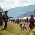 Horgász és vadász fesztivál Elverumban, Norvégiában, kutyákkal.