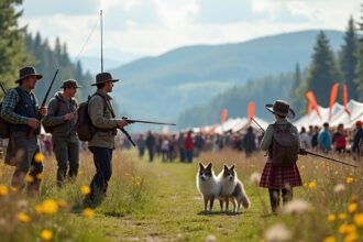 Horgász és vadász fesztivál Elverumban, Norvégiában, kutyákkal.