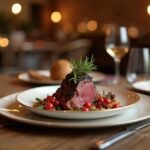 Finom vadhúsos étel erdei bogyókkal és vörösborral Elverumban.