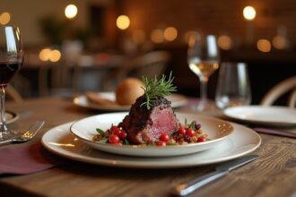 Finom vadhúsos étel erdei bogyókkal és vörösborral Elverumban.