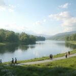 Mosvatnet tó Stavangerban, sétálókkal és zöld környezettel.