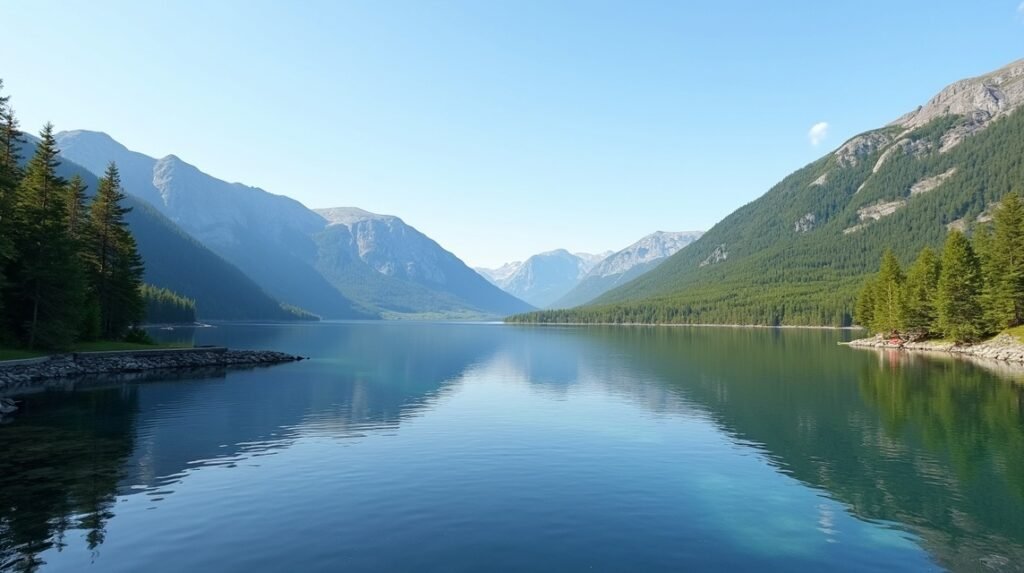 A Blektjern tó panorámája Drammenben, Norvégiában