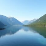 A Blektjern tó panorámája Drammenben, Norvégiában