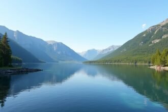 A Blektjern tó panorámája Drammenben, Norvégiában
