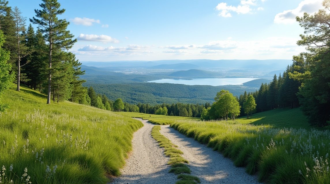 Gyönyörű kilátás a Toten-öbölre a Bergstoppenről Gjøvikben