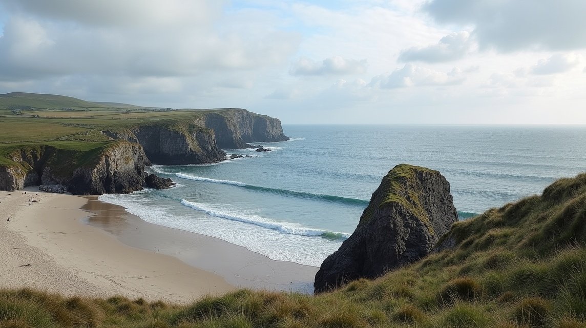 Jæren tengerparti táj, sziklák és homokos part, Norvégia
