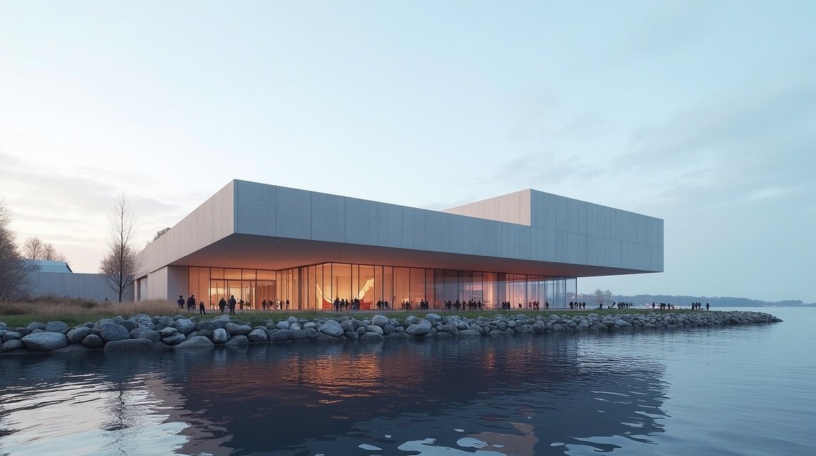 Kilden Előadóművészeti Központ tengerparti épülete Kristiansandban.