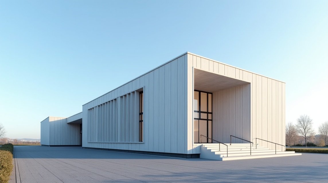 A modern Kirkelandet templom épülete Kristiansundban, Norvégiában.