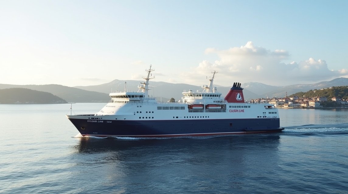 Color Line komp Larvikban Dánia felé indulva a tenger hullámain.