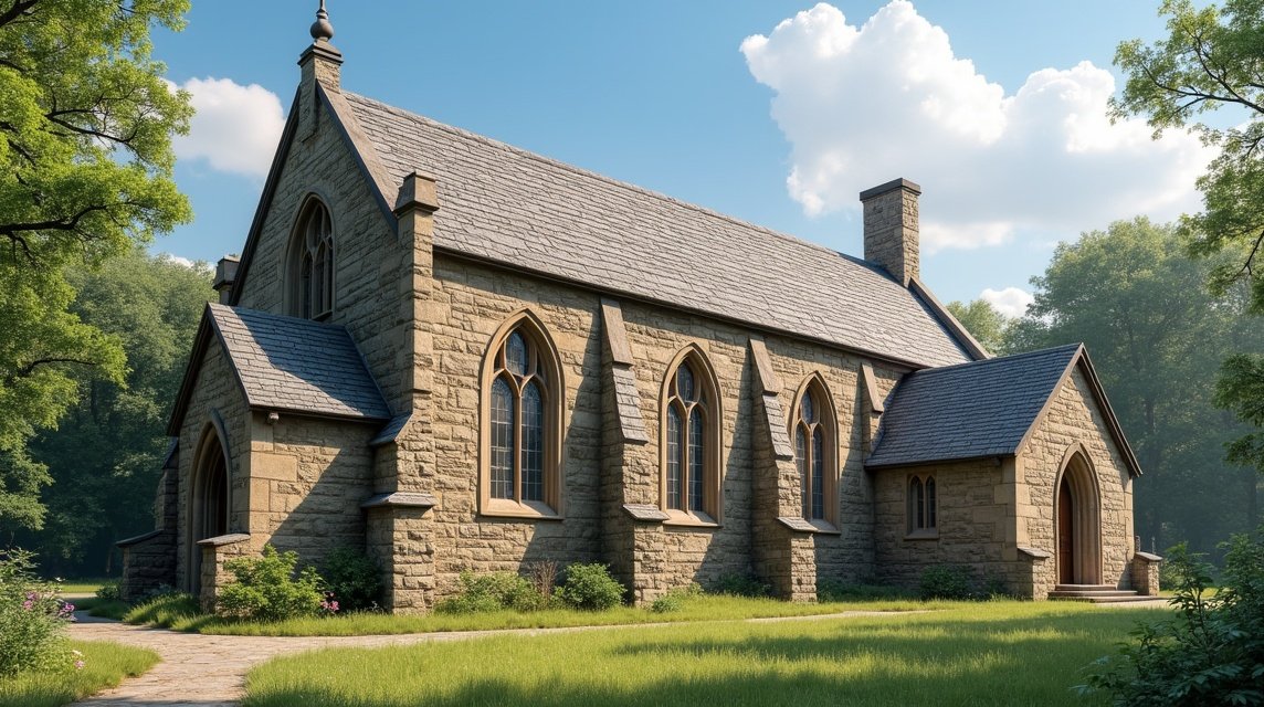 Moss templomának építészeti részletei csodás zöld környezetben