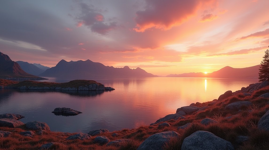 Harstad látnivalók - Nupen, Norvégia legromantikusabb naplemente-helye 1 Varázslatos naplemente Nupenben, Harstad közelében Norvégiában